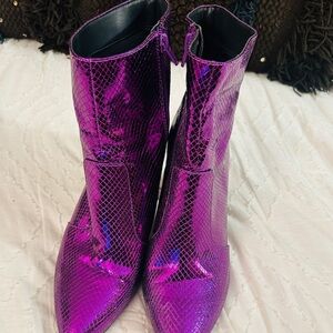 Purple Snakeskin Women's Ankle Boots